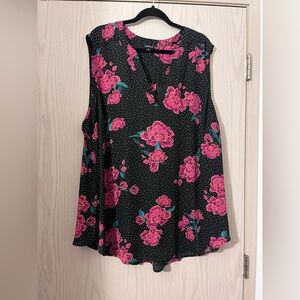 Torrid Floral Sleeveless Top - Black and Pink